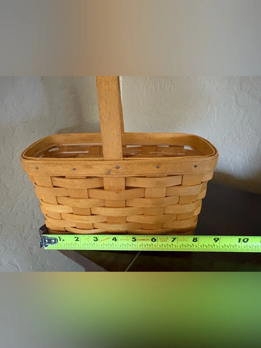 Longaberger woven wood basket in light tan